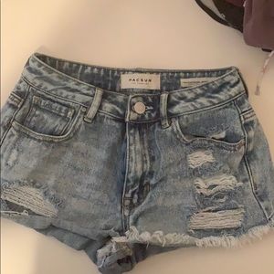 Ripped jean shorts